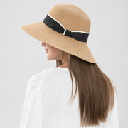 Summer Hat With Black and Cream Ribbon