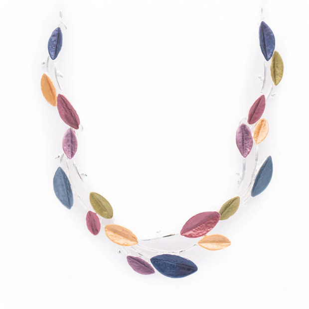 colorful Leaves Necklace Silver