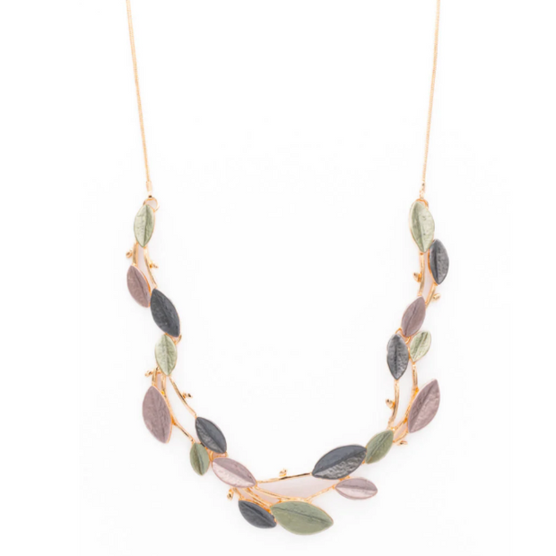 Colorful leaves necklace gold