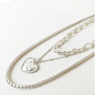 Antik finish heart necklace silver
