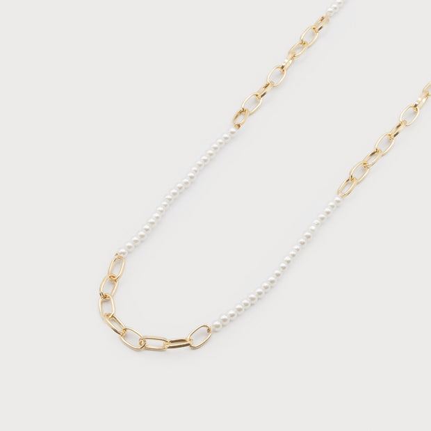 Faux Pearl Necklace with Gold Links
