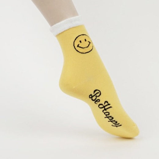 Be Happy Yellow Happy Face Socks