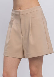 Classic Pleated Shorts- Khaki