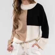 Mock Neck Colour Block Sweater