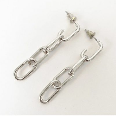 Chain Link Earrings Silver