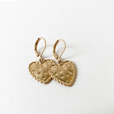 Antik finish heart Earrings Gold