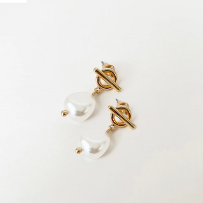 Faux Pearl Earrings Gold