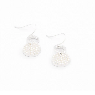 Mini Pearl Double rings earrings silver