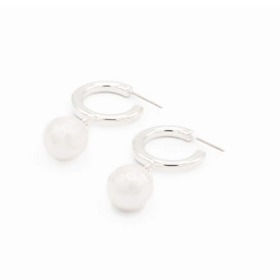 Drop pearl hoop earrings