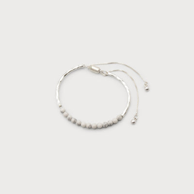 Delicate Adjustable Bracelet - White Marble / Silver