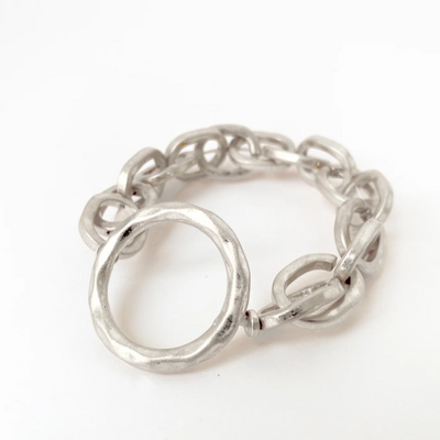 Link bracelet with ring silver