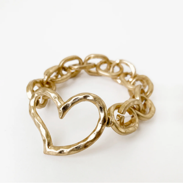 Link Bracelet with heart gold