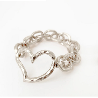 Link Bracelet With Heart Bracelet Silver