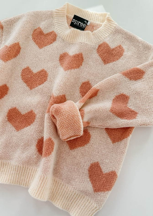Peach + Sand Heart Sweater