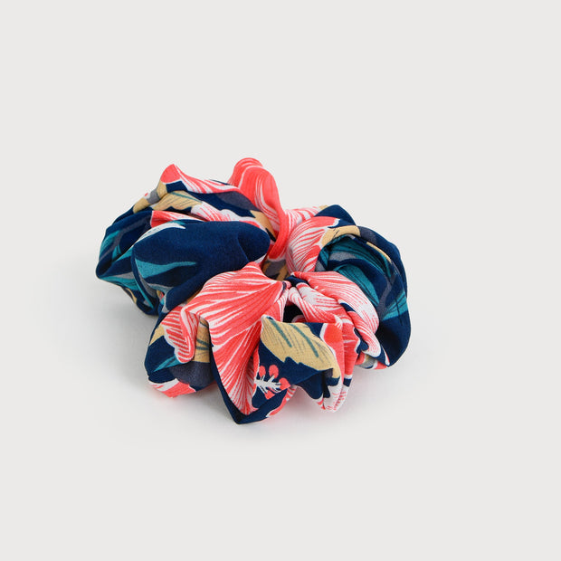 Navy Floral Scrunchie