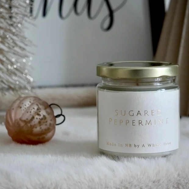 A White Nest Sugared Peppermint Soy Candle