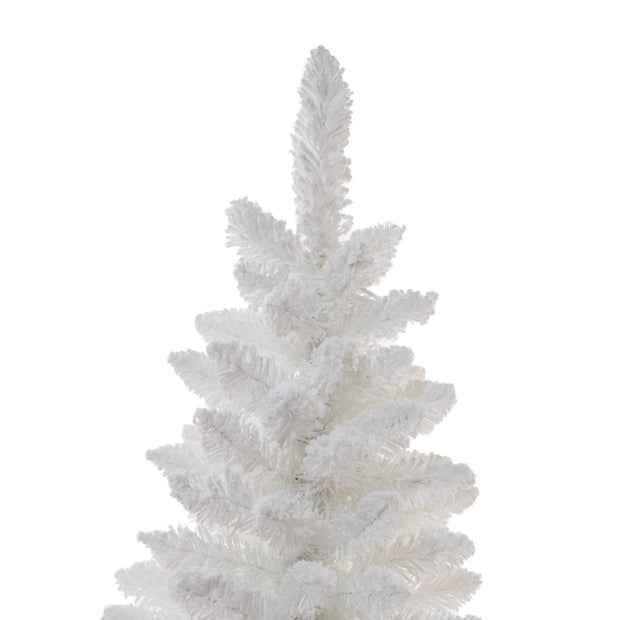 White Flocked Table Top Tree with Wooden Base