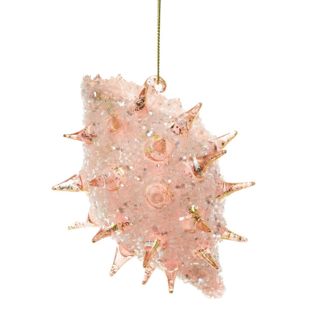 Pink Glass Hanging Spikey Seashell Ornament
