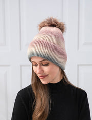 Knit Multicoloured Pompom Hat