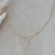 Paper Clip Heart Necklace - Gold