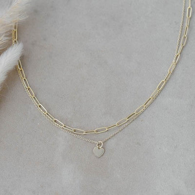 Paper Clip Heart Necklace - Gold
