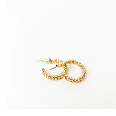 Small Beaded Hoop Earrings Gold