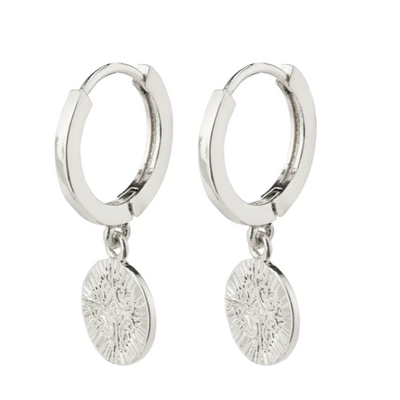 Nomad Coin Huggies Earrings Silver