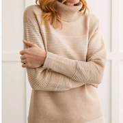 Two Toned Turtleneck Tunic Cashmere