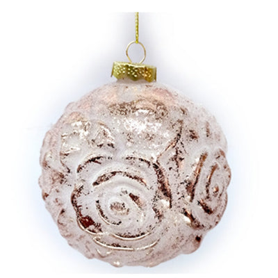 Pink Embossed Frosted Rose Ornament