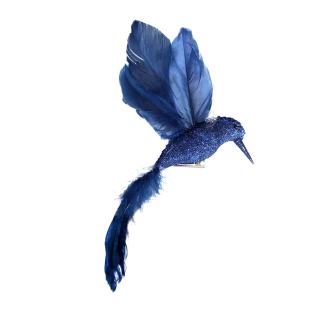 Blue Glitter Hummingbird Clip on Ornament