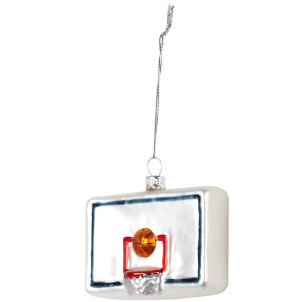 Mercury Glass Ornament Basketball and Net