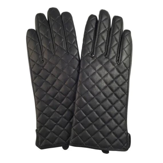 vegan leather quilted gloves