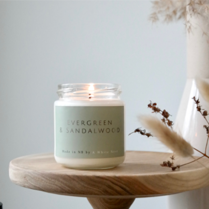 A White Nest Evergreen & Sandalwood Soy Candle