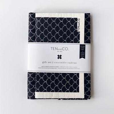 Ten and Co. Sponge Cloth Gift Set- Scallop Black