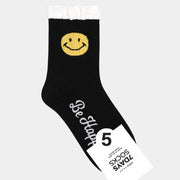 Happy Face Socks - Black