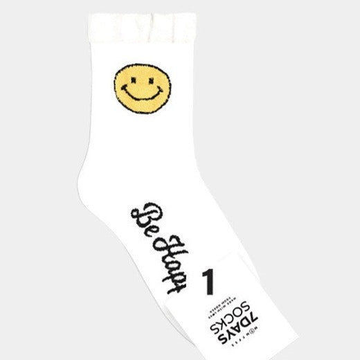 Happy Face Socks- White