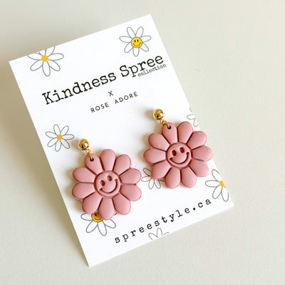 Kindness Spree X Rose Adore Happy Daisy Dangles- Pink