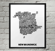 New Brunswick Cities Typography Map Print