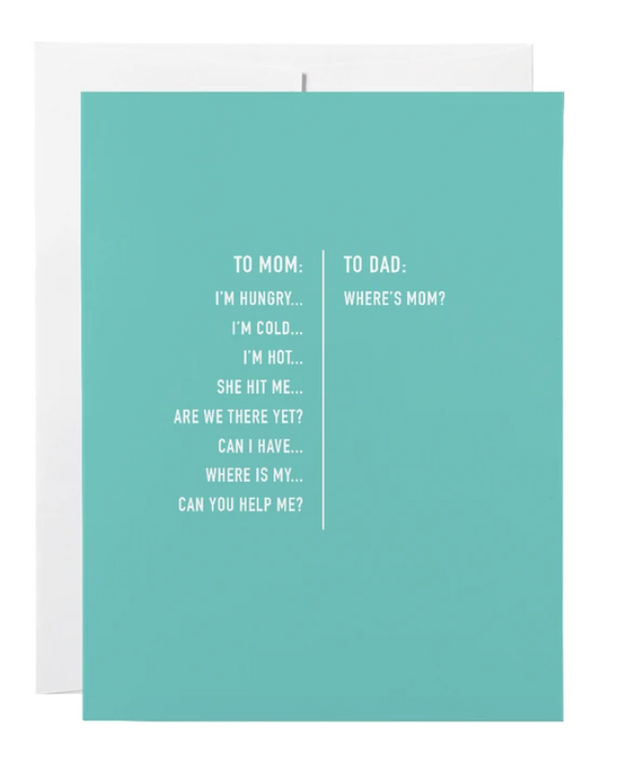 To Mom To Dad Greeting Card