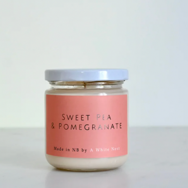 A White Nest Sweet Pea & Pomegranate Soy Candle