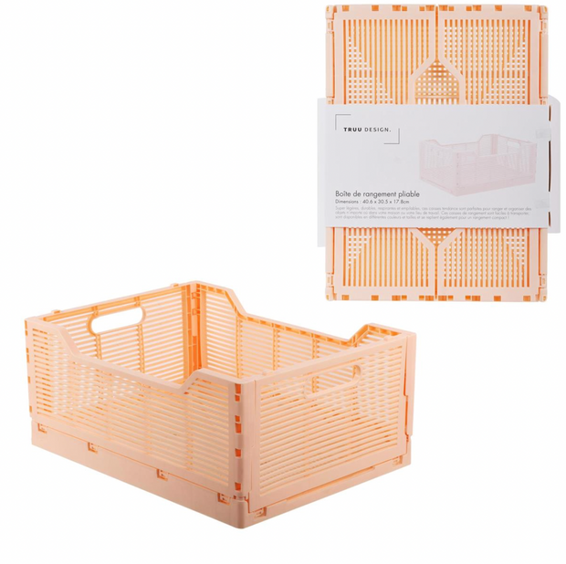 Peach Folding Storage Crate- Large