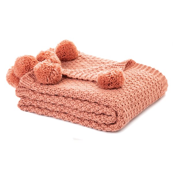 Melon In Coral Knit Throw