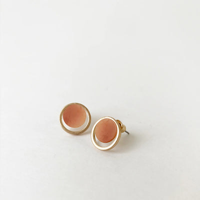 Gold Studs with Peach Stone